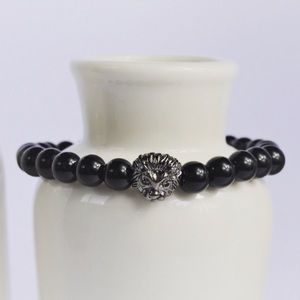 GEMSTONE | Onyx Lion Black Beaded Bracelet